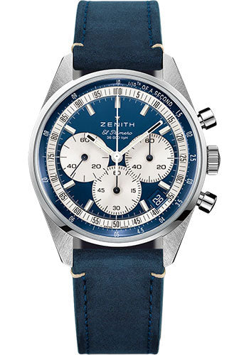 Zenith Chronomaster Original Watch - Steel - Blue Dial - Leather Strap - 03.3200.3600/51.C902