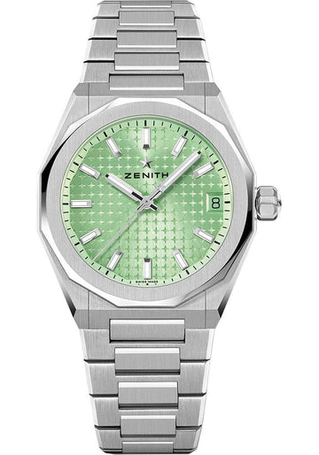 Zenith Defy Skyline 36 Watch - 36 mm Steel Case - Light Green Dial - Interchangeable Steel Bracelet - 03.9400.670/61.I001