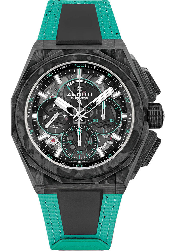 Zenith Defy Extreme E Second Edition Watch - 45 mm Carbon Case - Tinted Sapphire Dial - Vital Green Velcro (Recycled Tires) Strap - 10.9101.9004/60.I310