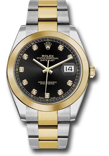 Rolex Steel and Yellow Gold Rolesor Datejust 41 Watch - Smooth Bezel - Black Diamond Dial - Oyster Bracelet - 126303 bkdo