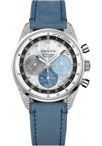 Zenith Chronomaster Original Watch - Steel - Mother-Of-Pearl : 4 Different Colors Of Mop Dial - Leather Strap - 16.3200.3600/02.C907