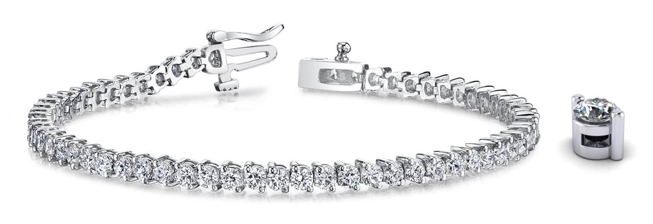 2 Prong Set Round Diamond Tennis Bracelet with 0.58 ct.(finished) 1.2mm - Luxury Time NYC