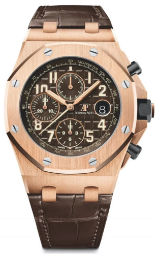 Audemars Piguet Royal Oak Offshore 42mm Selfwinding Chronograph Rose Gold Brown Arabic Dial Leather Bracelet - 26470OR.OO.A099CR.01