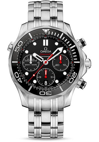 Omega Seamaster Diver 300 M Co-Axial Chronograph Watch - 41.5 mm Steel Case - Unidirectional Bezel - Black Dial - 212.30.42.50.01.001