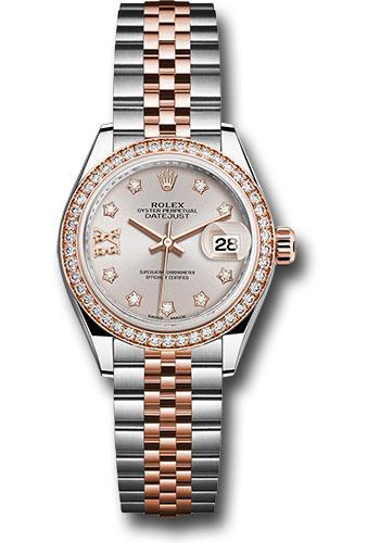 Rolex Steel and Everose Gold Rolesor Lady-Datejust 28 Watch - Diamond Bezel - Sundust Diamond Star Dial - Jubilee Bracelet - 279381RBR su9dix8dj