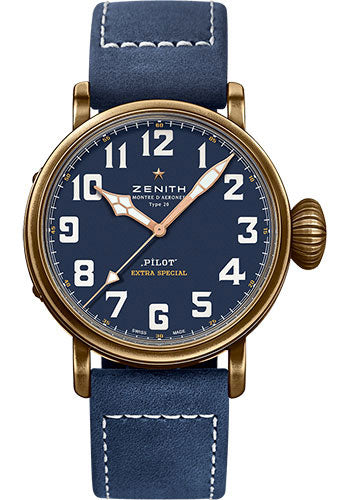 Zenith Pilot Type 20 Extra Special Watch - Bronze - Blue Dial - Blue Oily Nubuck Strap - 29.2430.679/57.C808