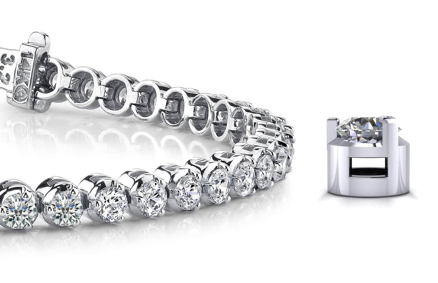 3 Prong Dreams Diamond Tennis Bracelet with 11.20 ct.(finished) 4.5mm - Luxury Time NYC