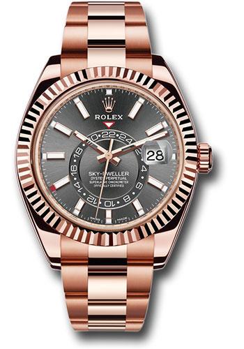 Rolex Everose Gold Sky-Dweller Watch - Dark Rhodium Index Dial - Oyster Bracelet - 326935 dkr