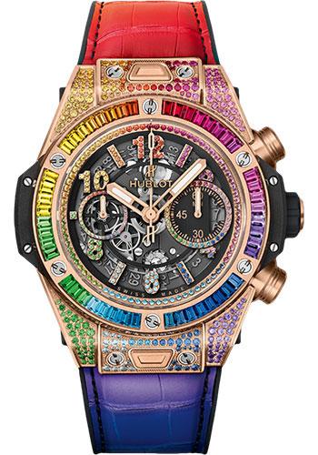 Hublot Big Bang Unico Rainbow King Gold Watch - 45 mm - Black Skeleton Dial-411.OX.9910.LR.0999