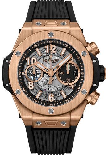 Hublot Big Bang Unico King Gold Watch - 44 mm - Black Skeleton Dial - Black Rubber Strap-421.OX.1180.RX