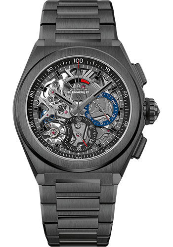 Zenith Defy El Primero 21 Watch - Black Ceramic - Openworked Dial - Ceramic Bracelet - 49.9000.9004/78.M9000