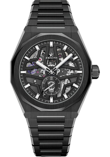 Zenith Defy Skyline Skeleton Watch - 41 mm Ceramic Case - Openworked Dial - Black Ceramic Bracelet - 49.9300.3620/78.I001