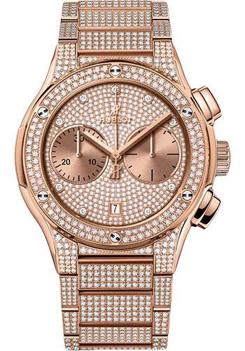 Hublot Classic Fusion Chronograph King Gold Full Pave Bracelet Watch - 45 mm - Gem Set Dial-520.OX.9010.OX.3704