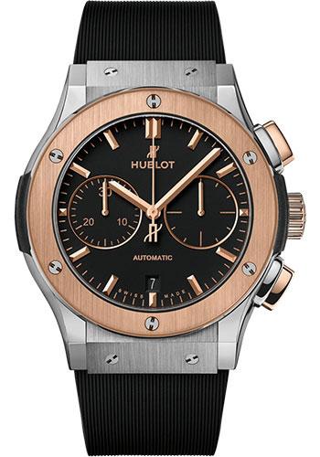 Hublot Classic Fusion Chronograph Titanium King Gold Watch - 45 mm - Black Dial - Black Lined Rubber Strap-521.NO.1181.RX