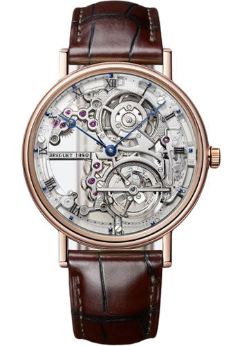 Breguet Classique Tourbillon Extra-Plat Squelette 5395 - Rose Gold Case - Skeleton Dial - Brown Leather Strap - 5395BR/1S/9WU