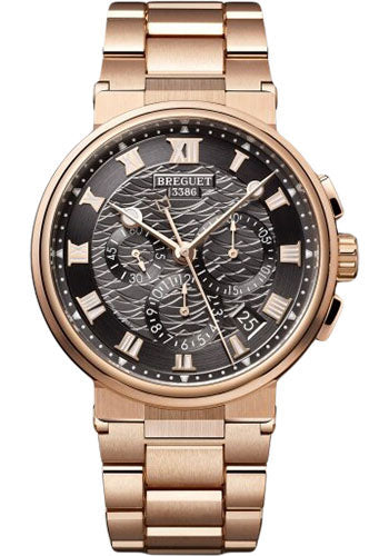 Breguet Marine Chronographe 5527 - Rose Gold Case - Black Dial - Bracelet - 5527BR/G3/RW0