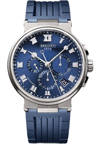 Breguet Marine Chronographe 5527 - Titanium Case - Blue Dial - Blue Rubber Strap - 5527TI/Y1/5WV