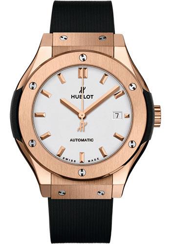 Hublot Classic Fusion King Gold Opalin Watch - 33 mm - Opaline Ed Dial - Black Rubber and Leather Strap-582.OX.2610.RX