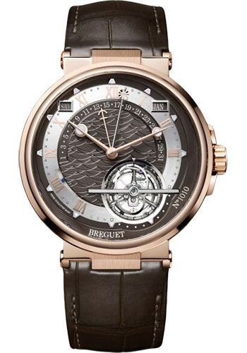 Breguet Marine Tourbillon ƒquation Marchante 5887 - Rose Gold Case - Brown Dial - Brown Leather Strap - 5887BR/G2/9WV