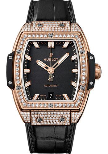 Hublot Spirit Of Big Bang King Gold Pave Watch - 39 mm - Black Dial-665.OX.1180.LR.1604