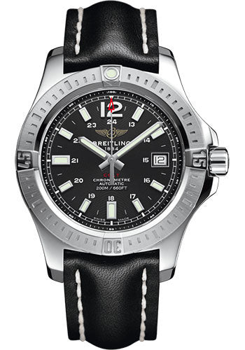 Breitling Colt 41 Automatic Watch - Steel - Volcano Black Dial - Black Leather Strap - Tang Buckle - A1731311/BE90/428X/A18BA.1