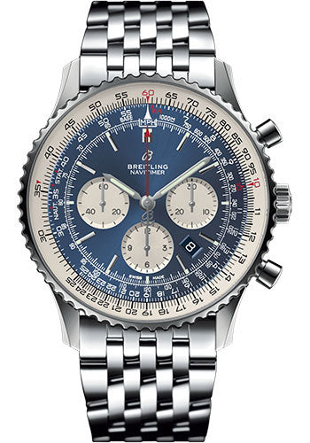 Breitling Navitimer 1 B01 Chronograph 46 Watch - Steel Case - Aurora Blue Dial - Steel Navitimer Bracelet - AB0127211C1A1