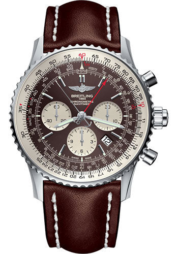 Breitling Navitimer B03 Chronograph Rattrapante 45 Watch - Steel - Panamerican Bronze Dial - Brown Leather Strap - Tang Buckle - AB031021/Q615/443X/A20BA.1