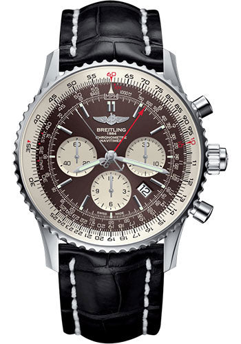 Breitling Navitimer B03 Chronograph Rattrapante 45 Watch - Steel - Panamerican Bronze Dial - Black Croco Strap - Folding Buckle - AB031021/Q615/761P/A20D.1