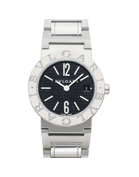 Bvlgari Diagono Quartz Black Dial Stainless Steel Ladies Watch