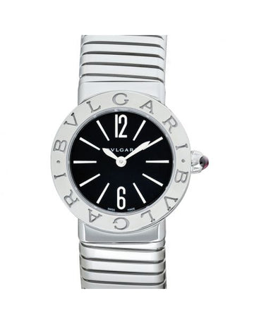 Bvlgari Quartz Black Dial Stainless Steel Ladies Watch