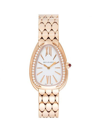 Bvlgari Serpenti Seduttori 18kt Rose Gold Quartz Silver Dial Diamond Ladies Watch