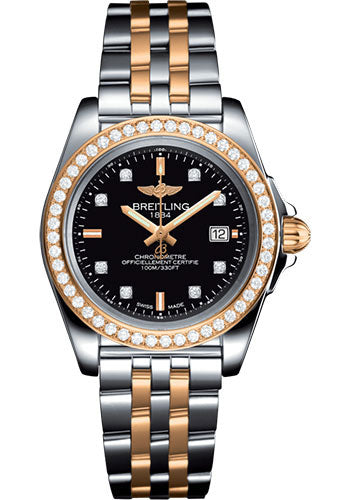 Breitling Galactic 32 Sleek Watch - Steel & rose Gold, gem-set bezel - Trophy Black Diamond Dial - Steel And Rose Gold Bracelet - C7133053/BF64/792C