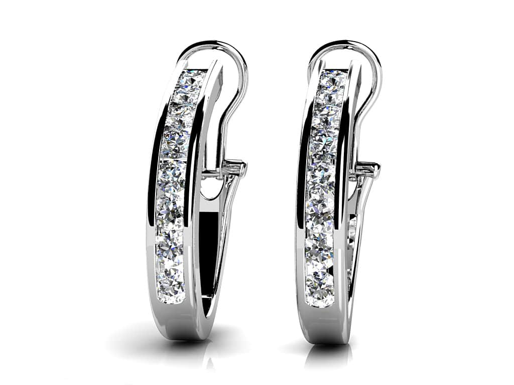 Channel Set Diamond Hoop Earrings Diamond  with 0.48 ct.(finished) 2mm