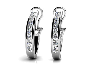 Channel Set Diamond Hoop Earrings Lab-Grown Diamond  with 0.48 ct.(finished) 2mm