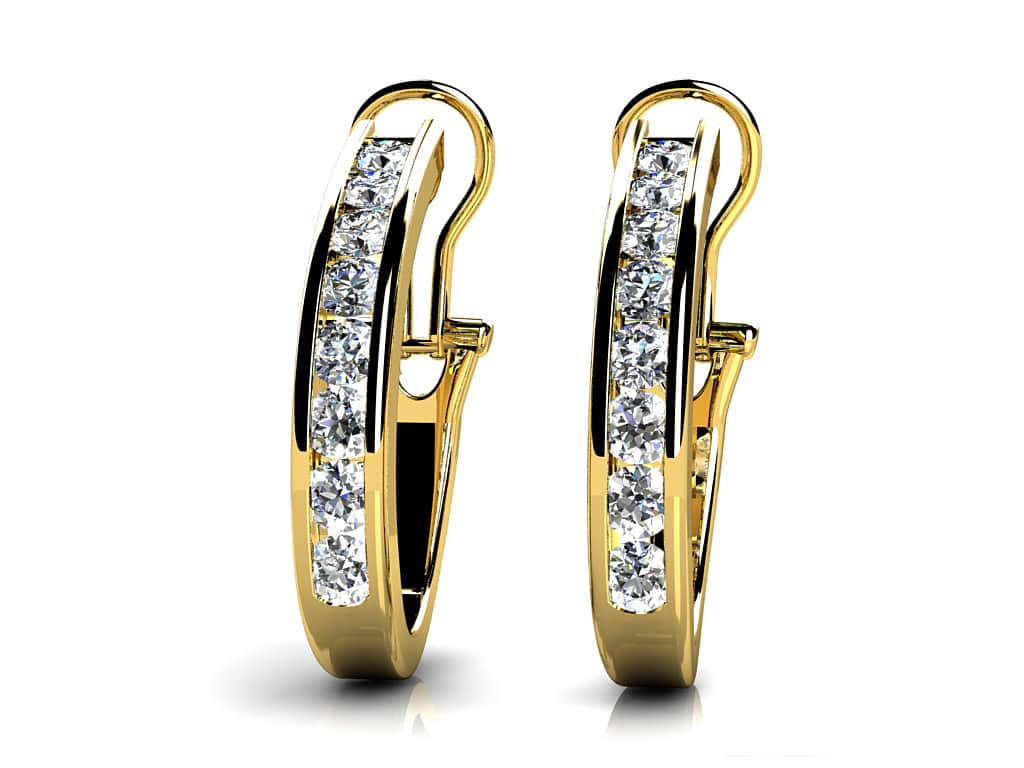 Channel Set Diamond Hoop Earrings Diamond  with 1.44 ct.(finished) 2.8mm