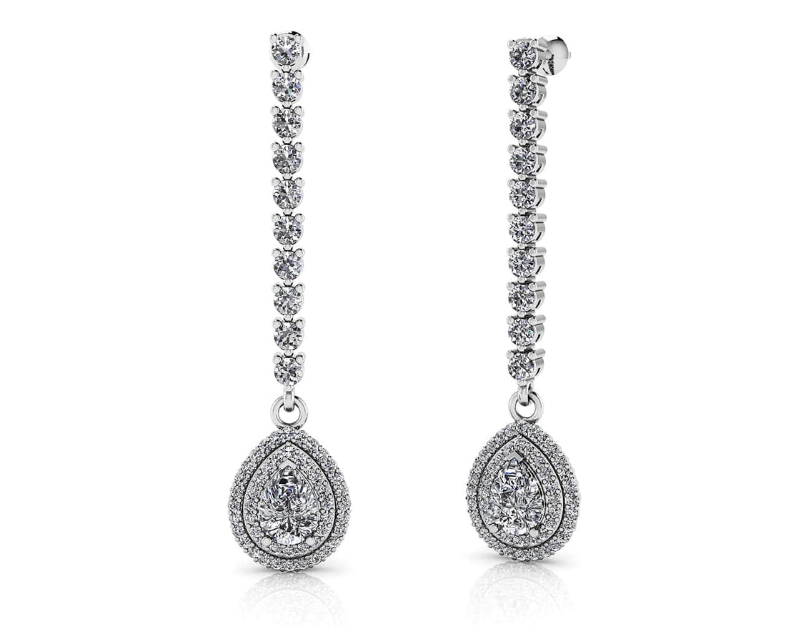 Forever Sparkling Diamond Pear Drop Earrings Lab-Grown Diamond  with 2.48 ct.(finished) 7x5mm, 1mm, 2.3mm