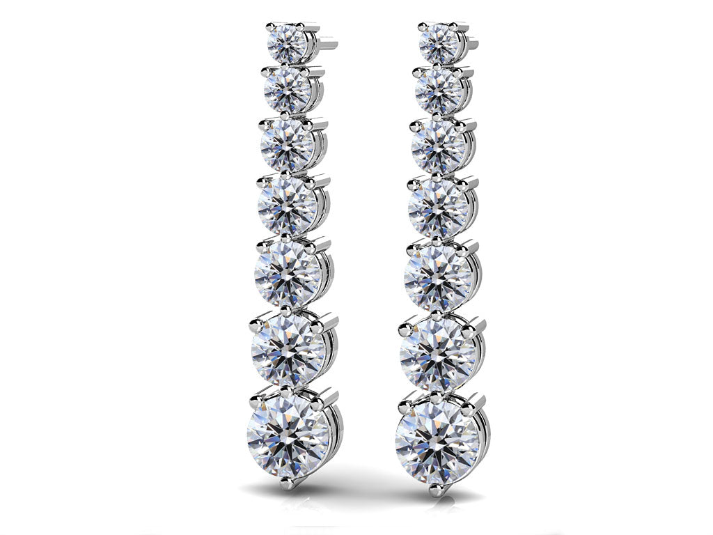 Prong Set Diamond Cascade Earrings Lab-Grown Diamond  with 0.49 ct.(finished) 1.8mm, 2.2mm, 3.25mm