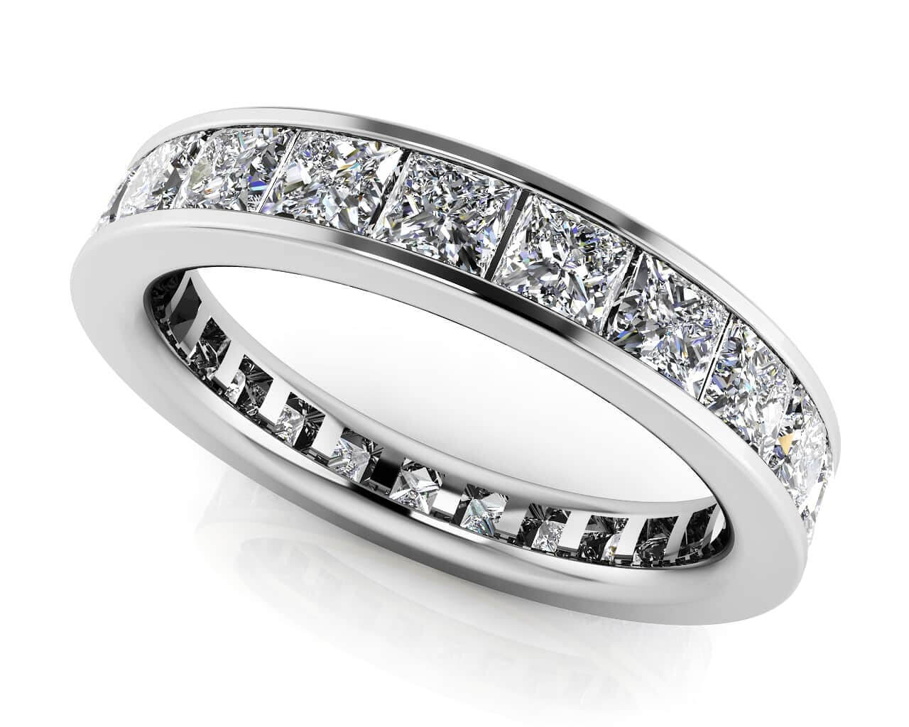 Channel Set Princess Diamond Eternity Band Diamond  with 2.88 ct.(finished) 2.75mm