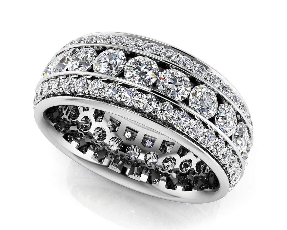 Three Row Round Diamond Eternity Band Lab-Grown Diamond  with 2.72 ct.(finished) 1.3mm, 2.75mm