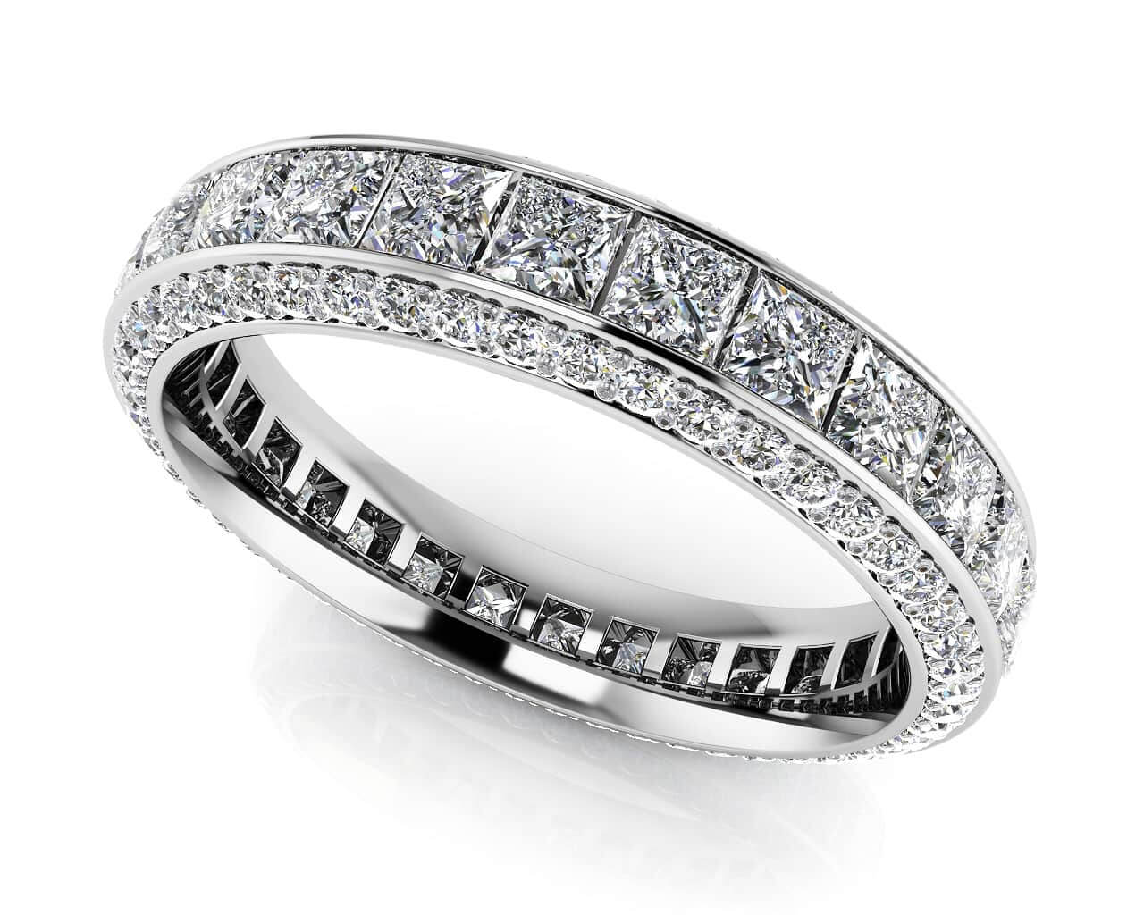 Exquisite Princess And Round Eternity Band Diamond  with 2.53 ct.(finished) 1.1mm, 2.2mm