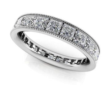 Vintage Princess Cut Diamond Eternity Ring Lab-Grown Diamond  with 1.35 ct.(finished) 2mm