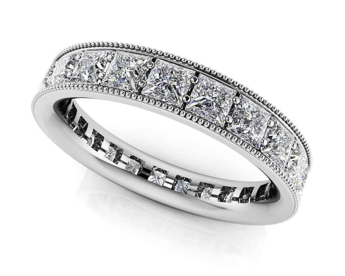 Vintage Princess Cut Diamond Eternity Ring Lab-Grown Diamond  with 2.70 ct.(finished) 2.9mm