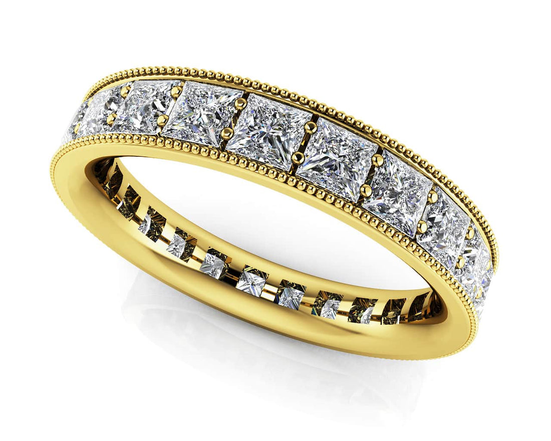 Vintage Princess Cut Diamond Eternity Ring Lab-Grown Diamond  with 1.56 ct.(finished) 2.2mm