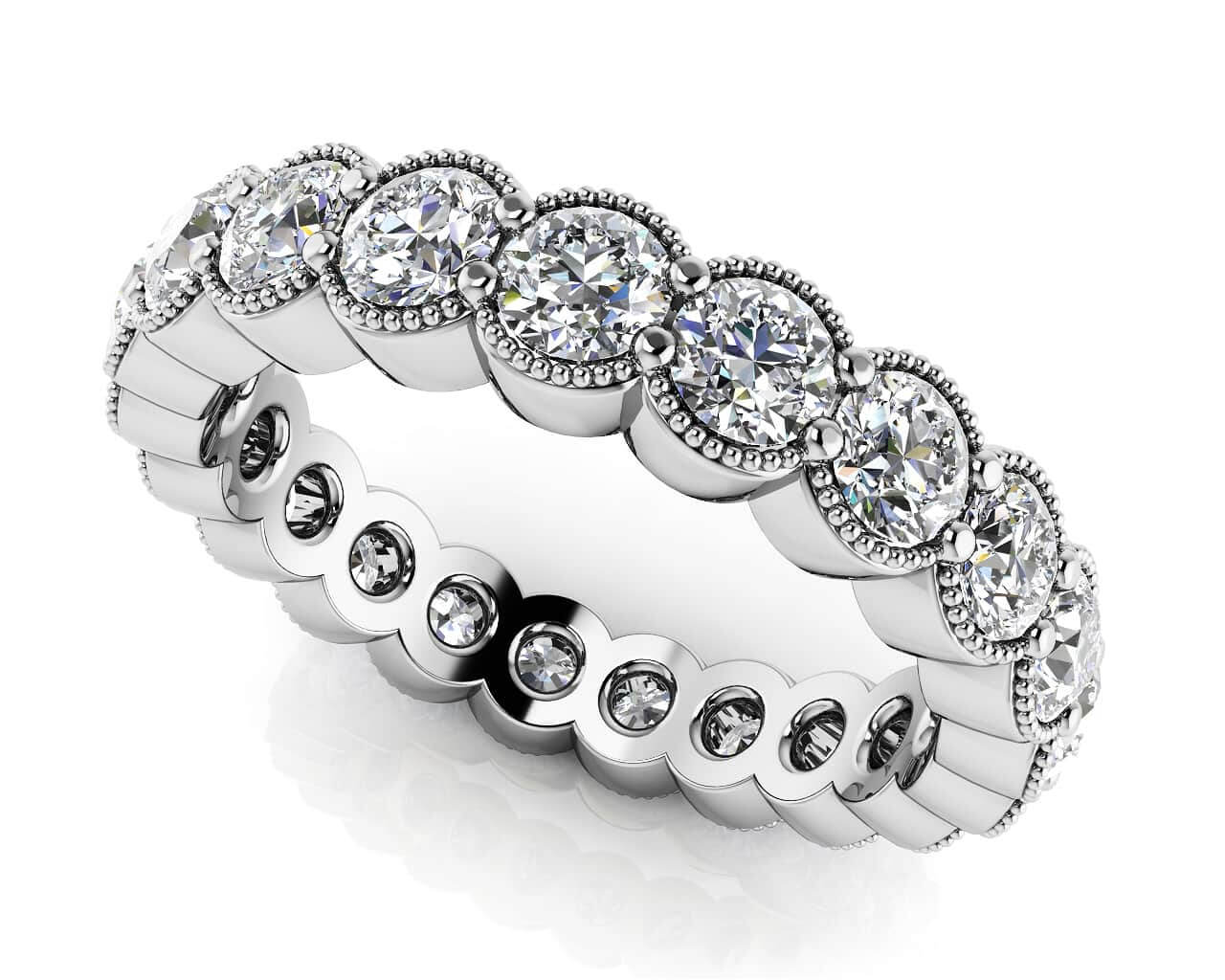 Milgrain Brilliant Cut Diamond Eternity Band Diamond  with 2.21 ct.(finished) 3mm