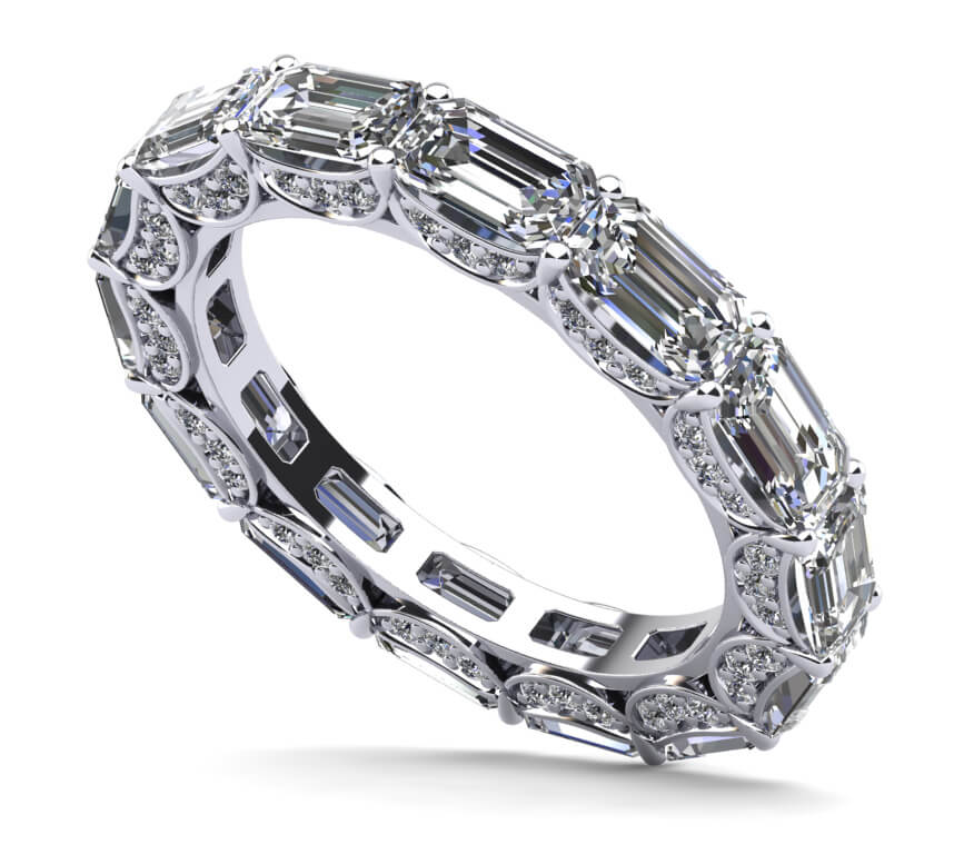 Diamond Eternity Ring With Sash Setting Lab-Grown Diamond  with 8.76 ct.(finished) 6x4mm, 1mm