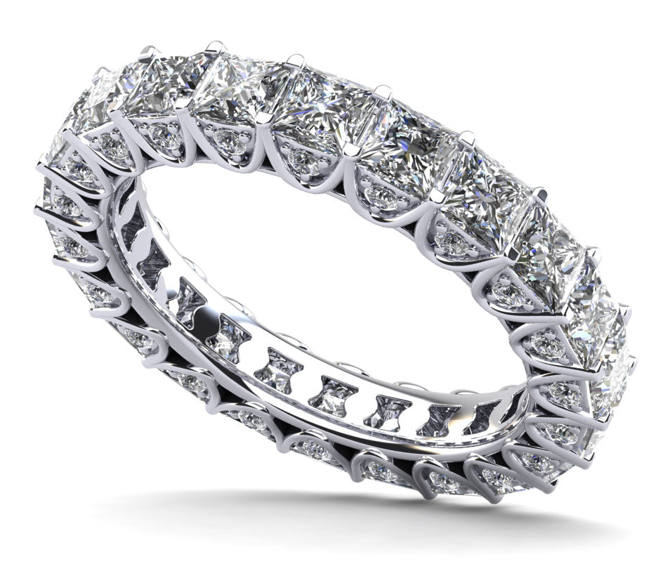 Princess Sunbeam Diamond Eternity Ring Lab-Grown Diamond  with 3.76 ct.(finished) 1.2mm, 3mm