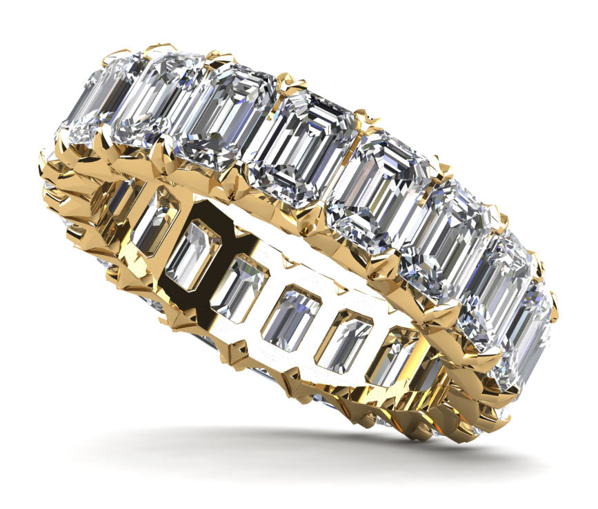 Emerald Cut Crown Diamond Eternity Ring Lab-Grown Diamond  with 3.60 ct.(finished) 3.5x2.5mm