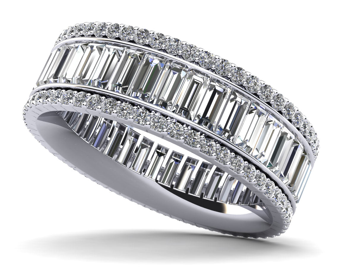 Round and Baguettes Diamond Eternity Ring Lab-Grown Diamond  with 2.76 ct.(finished) 3.5x1.5mm, 1.1mm