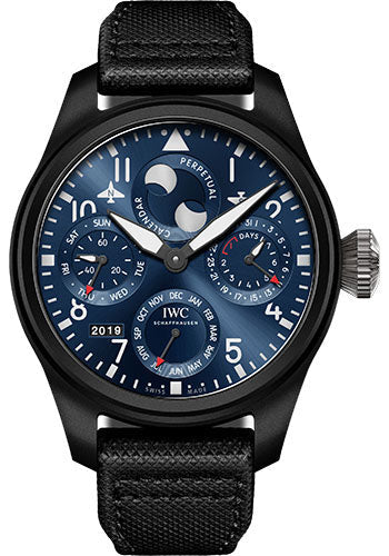 IWC Big Pilot's Watch Perpetual Calendar Edition Rodeo Drive - 46.5 mm Ceramic Case - Blue Dial - Black Calfskin Strap - IW503001