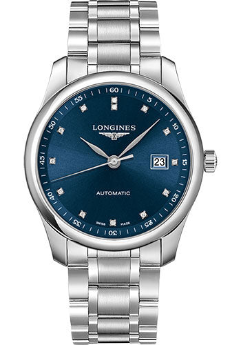 Longines Master Collection Watch - 40 mm Steel Case - Blue Diamond Dial - Bracelet - L2.793.4.97.6